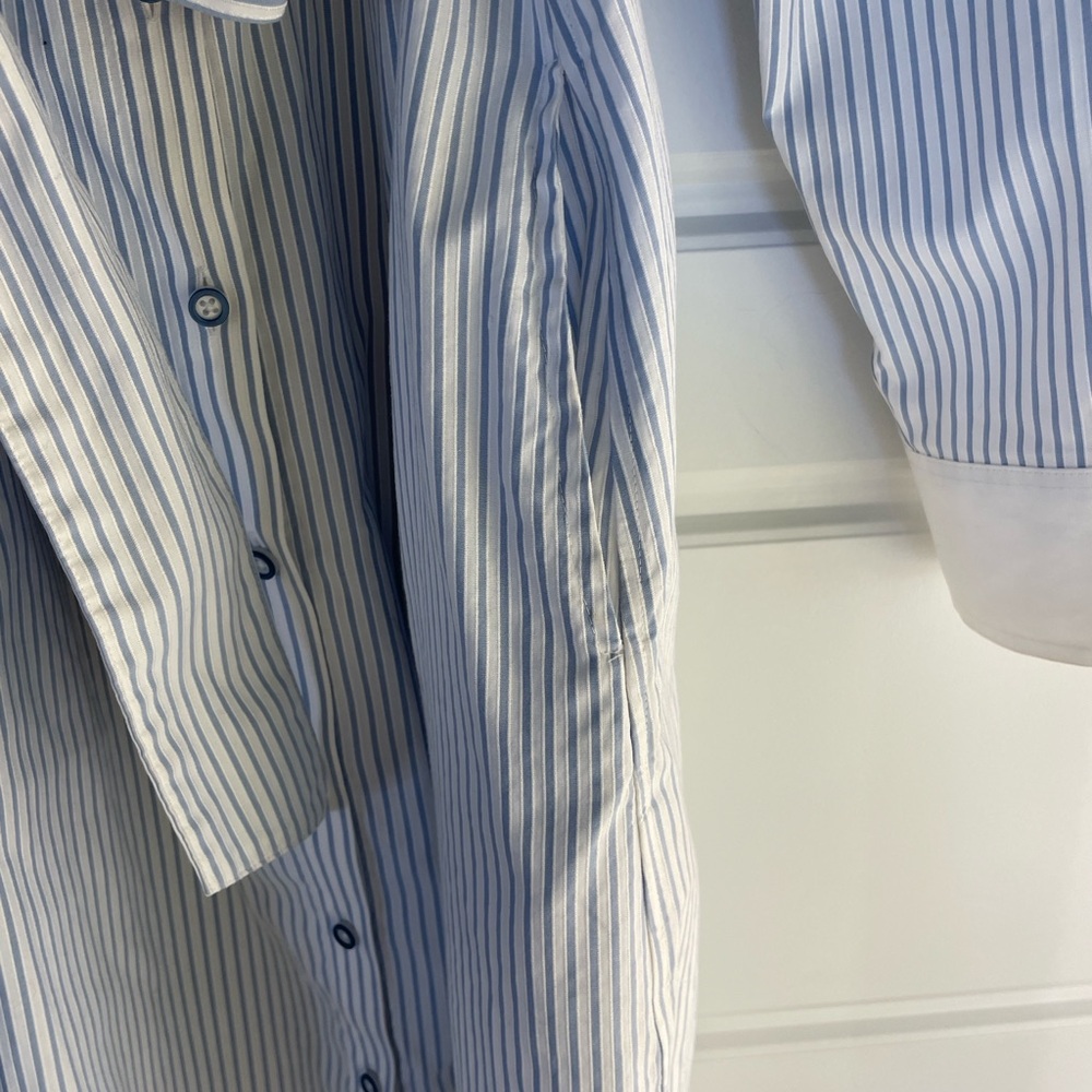 Brooks Brothers Blue and White Striped Long Sleeve Shirt Dress - Picture 4 of 4